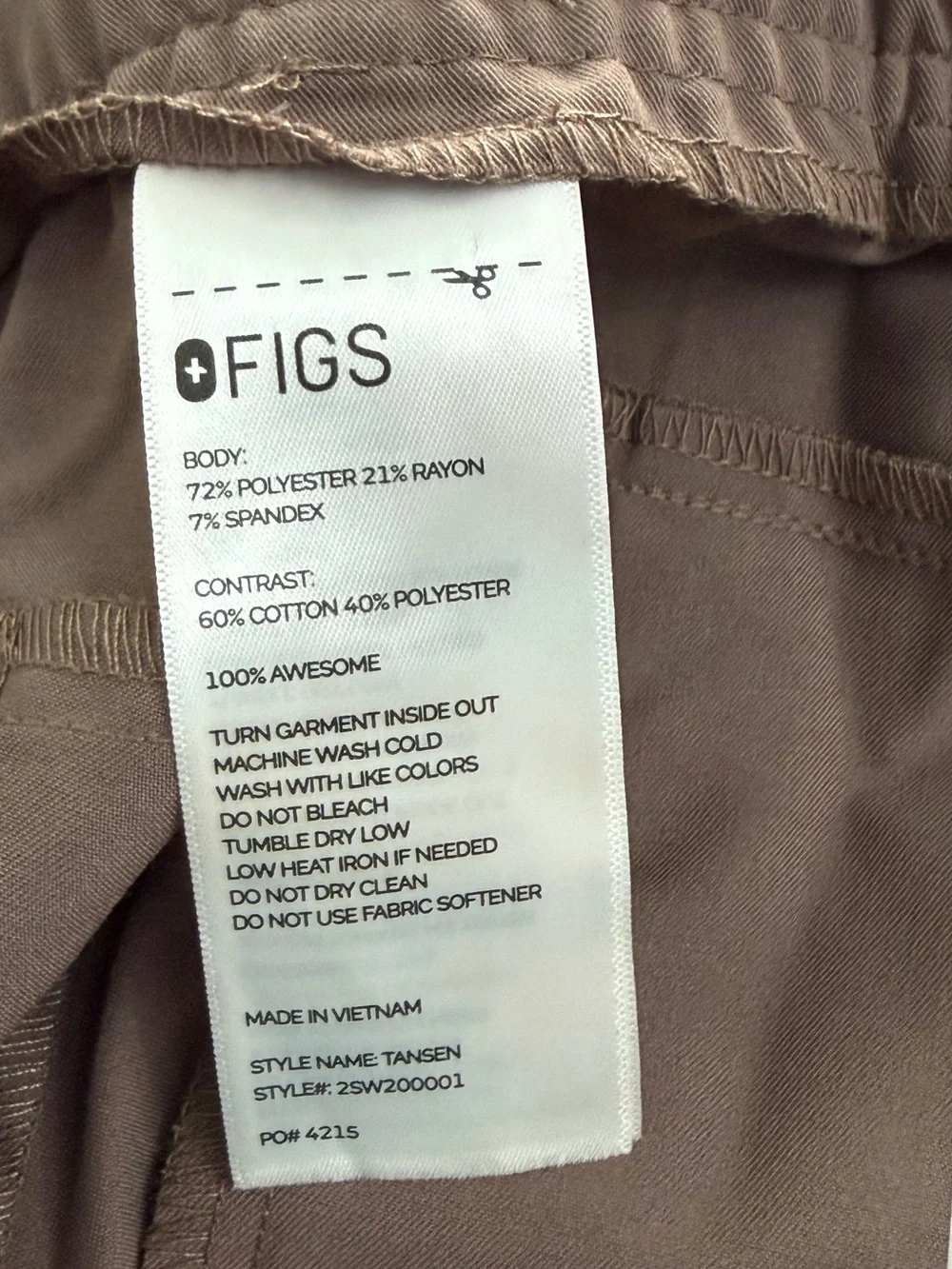 FIGS | Tansen Casual Scrub Pants | Smoky Taupe | 5XL/S